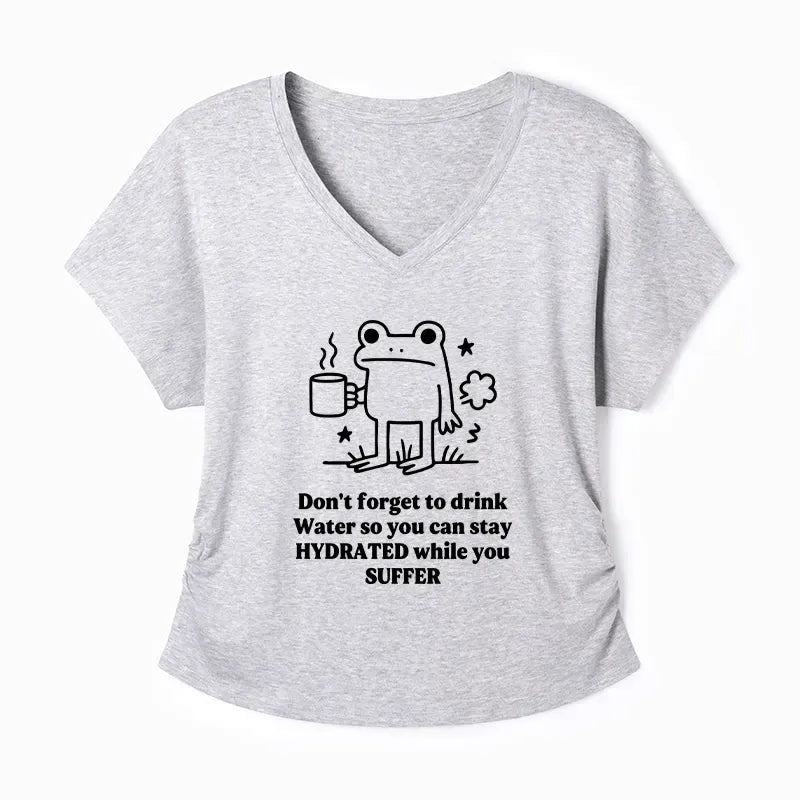 Kyoto-Lion Frog Says Drink Water Modal Dolman Sleeve T-Shirt