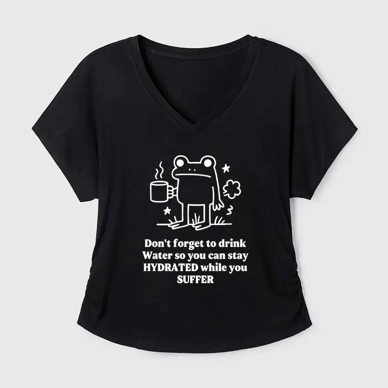 Kyoto-Lion Frog Says Drink Water Modal Dolman Sleeve T-Shirt