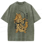 Kyoto-Lion Archery Cat Washed T-Shirt