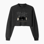 Japanese black cat crop sweatshirt for women