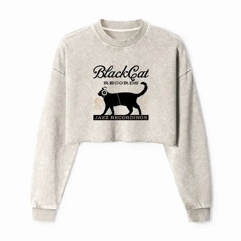 Vintage Kyoto black cat streetwear sweatshirt
