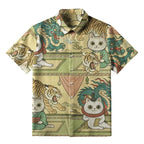 Japanese traditional cat button up shirt