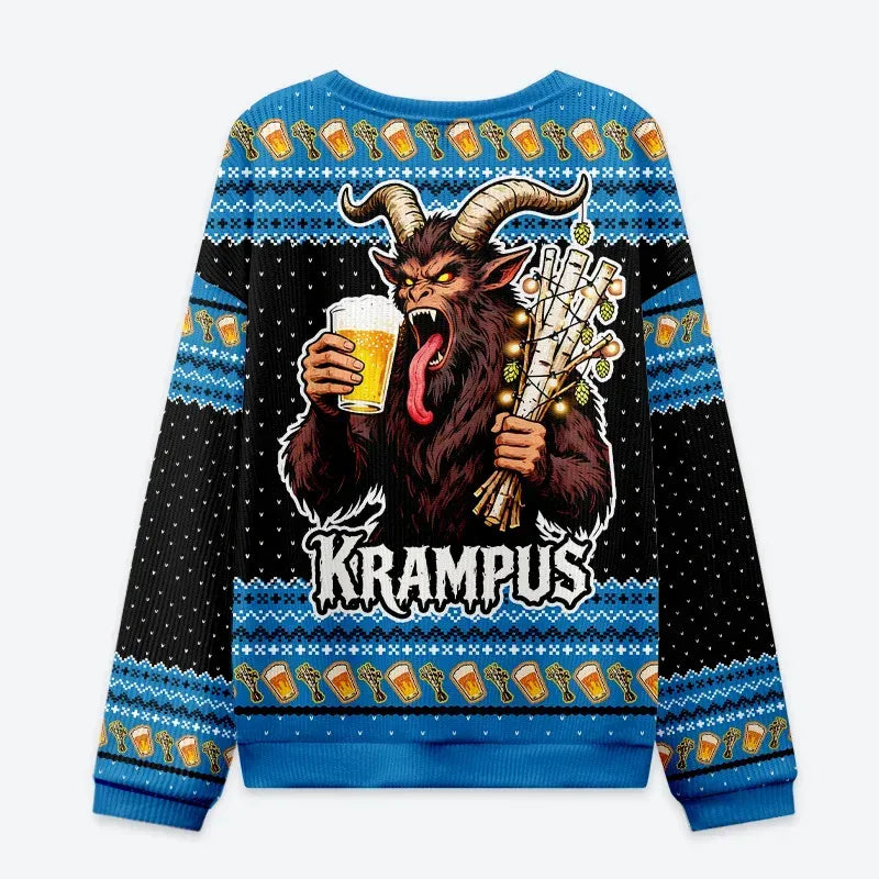 Krampus Drinking Beer Ugly Christmas Sweatshirt