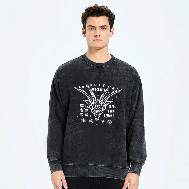 Japanese Washed Sweatshirt for Streetwear