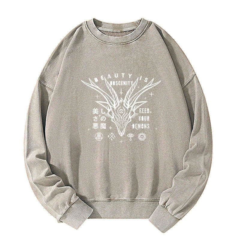 Kyoto-Lion Beautiful Devil Japanese Washed Sweatshirt