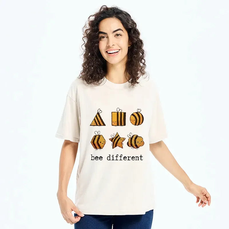 Kyoto-Lion Bee Different Cute Art Print Washed T-Shirt