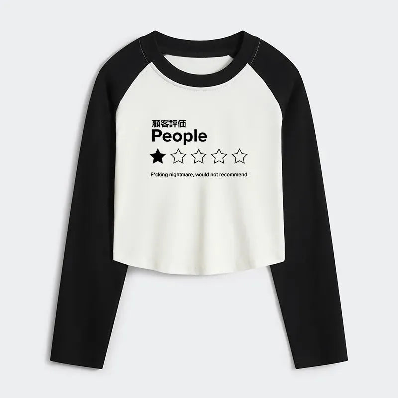 Kyoto-Lion Evaluation People Women's Crop Raglan T-Shirt