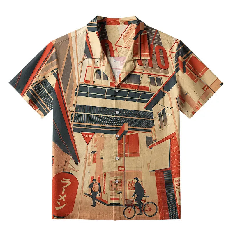 Kyoto-Lion Tokyo Street Corner Aloha Hawaiian Shirt