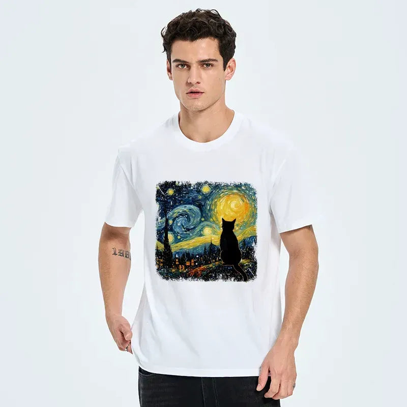 Kyoto-Lion The Starry Night Cat Classic T-Shirt