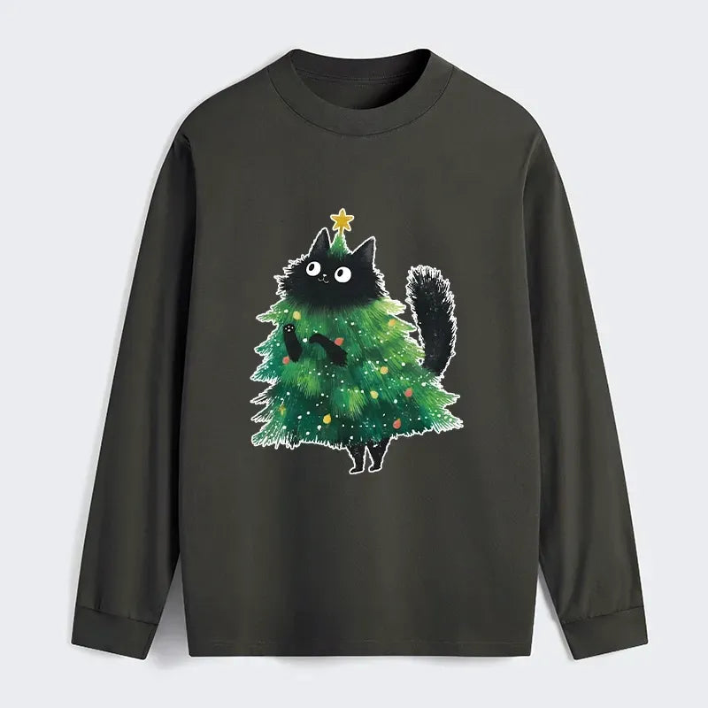 Kyoto-Lion Christmas Tree Cat Japan Classic Long Sleeve T-Shirt