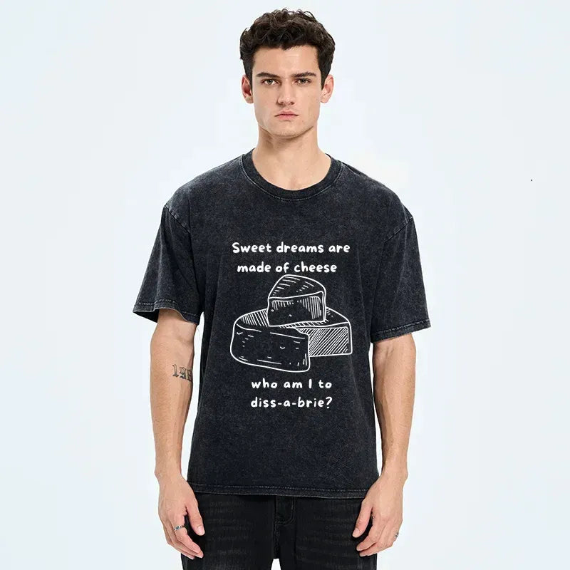 Kyoto-Lion Cheese Music Funny Washed T-Shirt