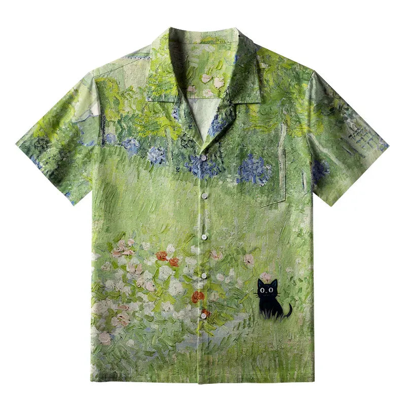 Unisex Kyoto Style Cat Hawaiian Shirt