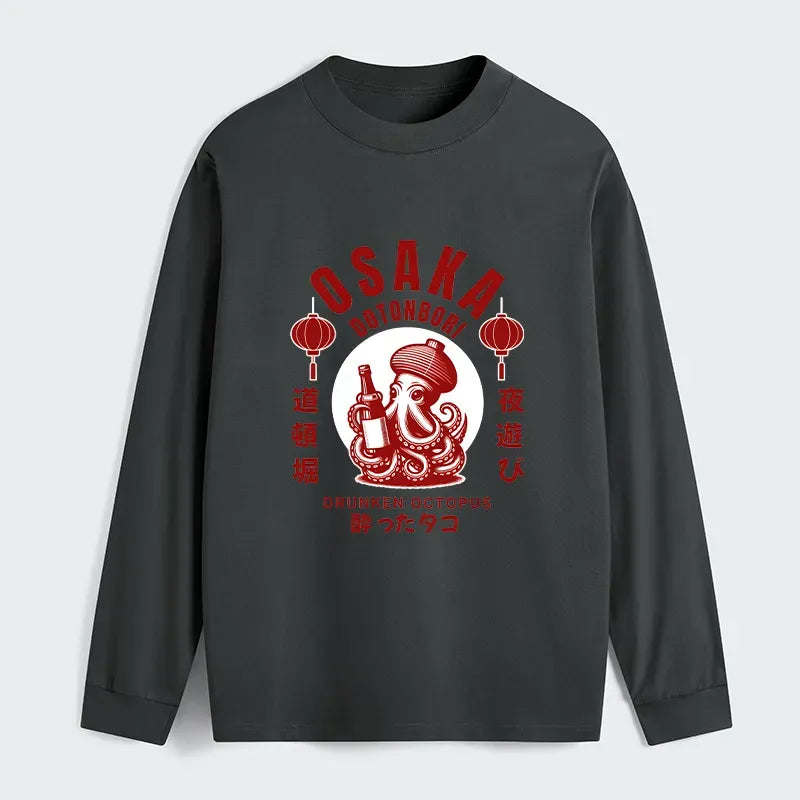 Kyoto-Lion Retro Osaka Octopus Long Sleeve T-Shirt