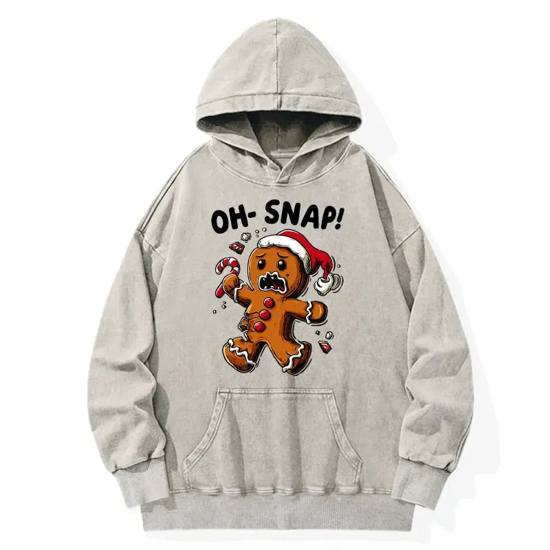 Kyoto-Lion Oh Snap The Gingerbread Man's Christmas Chaos Washed Hoodie