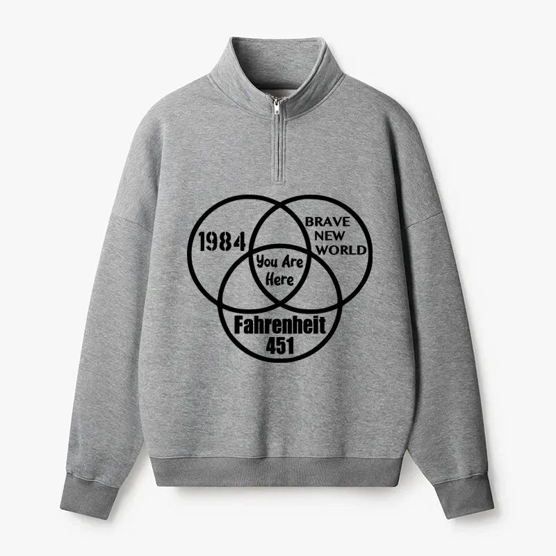Kyoto-Lion Multidimensional Thinking And Rebellion Half Zip Fleece Sweatshirt