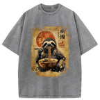 Kyoto-Lion Sloth Eating Ramen Washed T-Shirt