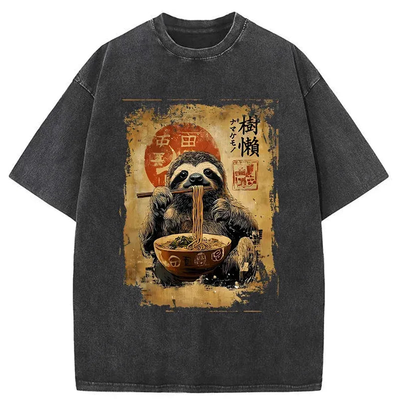 trendy sloth eating ramen shirt for summer