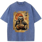 Kyoto-Lion Sloth Eating Ramen Washed T-Shirt