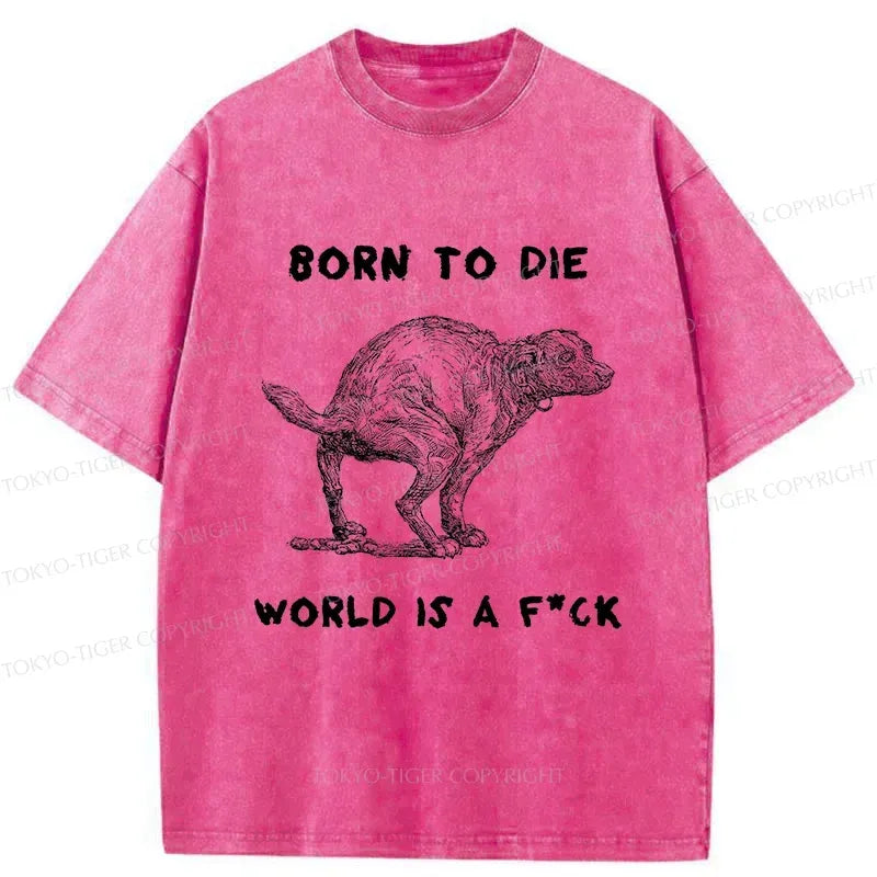 Kyoto-Lion Dog Pooping Funny Washed T-Shirt
