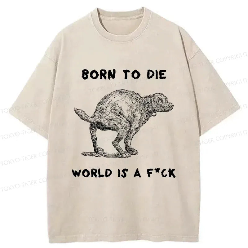Kyoto-Lion Dog Pooping Funny Washed T-Shirt