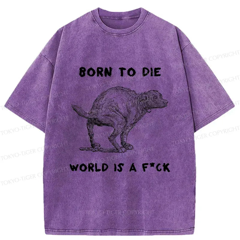Kyoto-Lion Dog Pooping Funny Washed T-Shirt