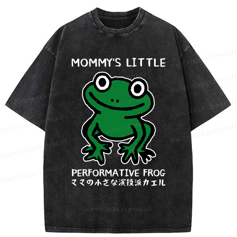 Japanese Washed Frog T-Shirt for Streetwear