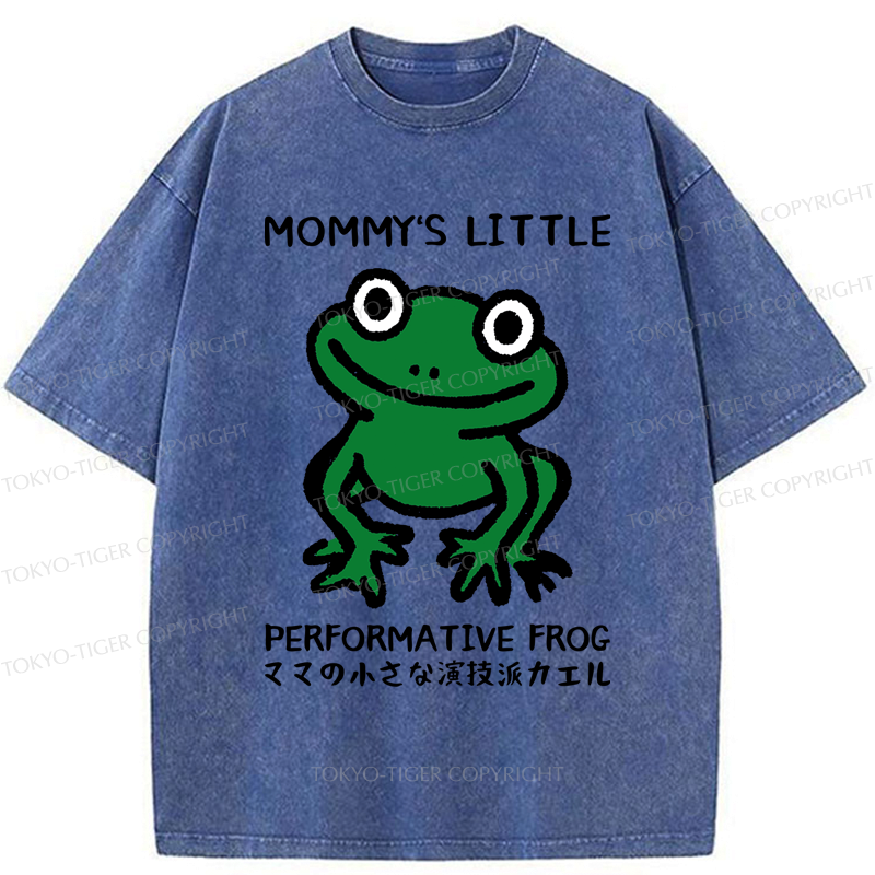 Japanese Washed Frog T-Shirt for Streetwear