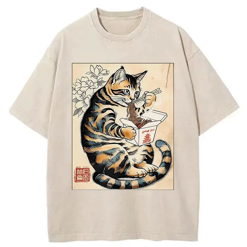 Cat Eating Takeout Tee Gift Idea
