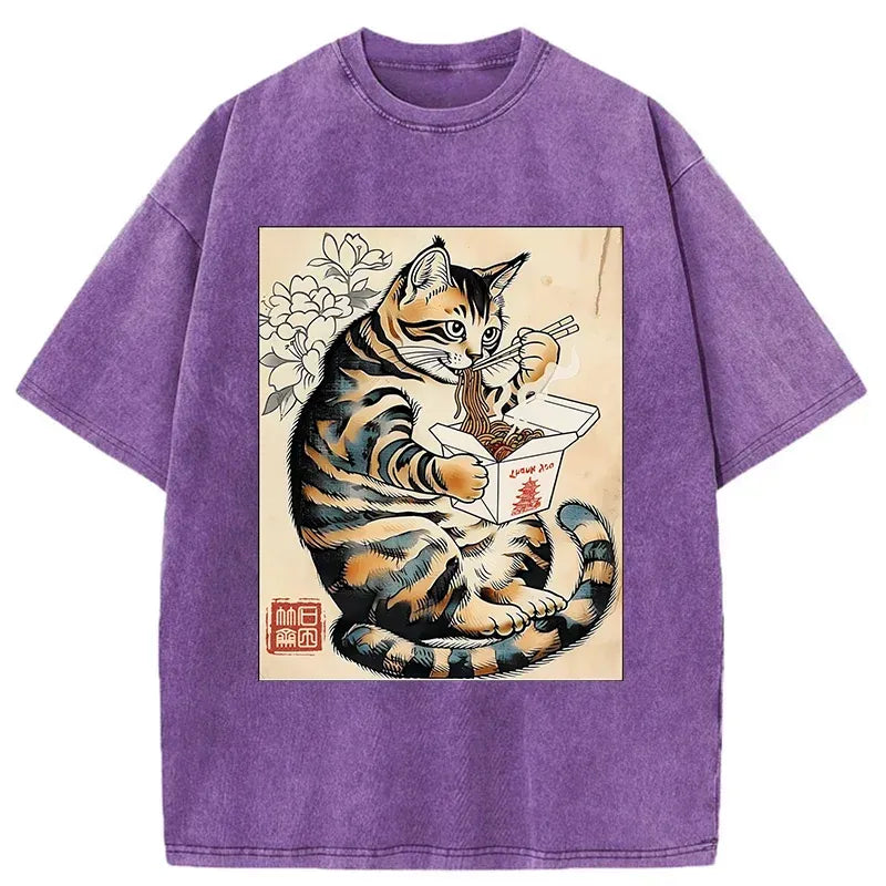 Cat Eating Takeout Tee Gift Idea