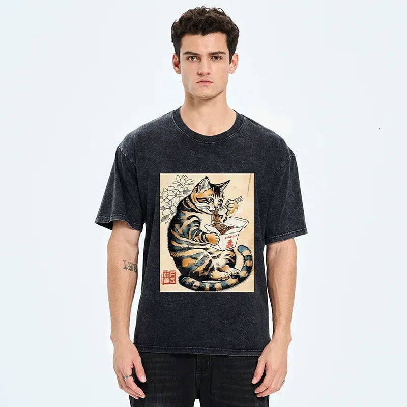 Cat Eating Takeout Tee Gift Idea