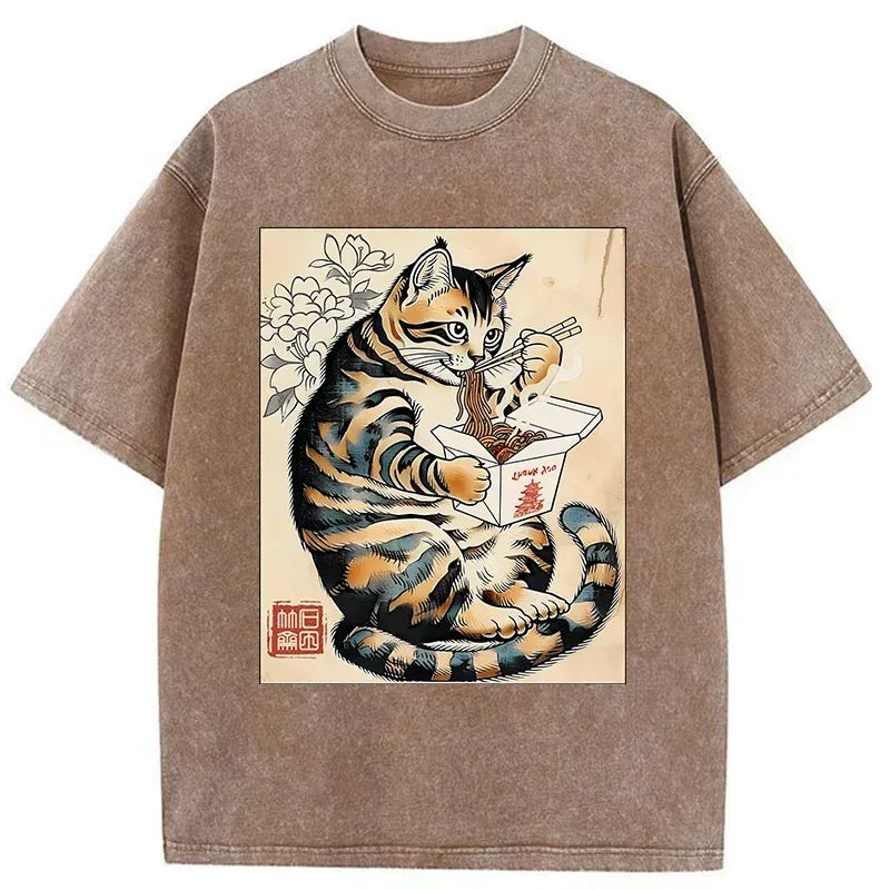 Cat Eating Takeout Tee Gift Idea