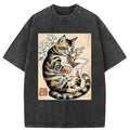Japanese Vintage Cat T-Shirt for Daily Wear