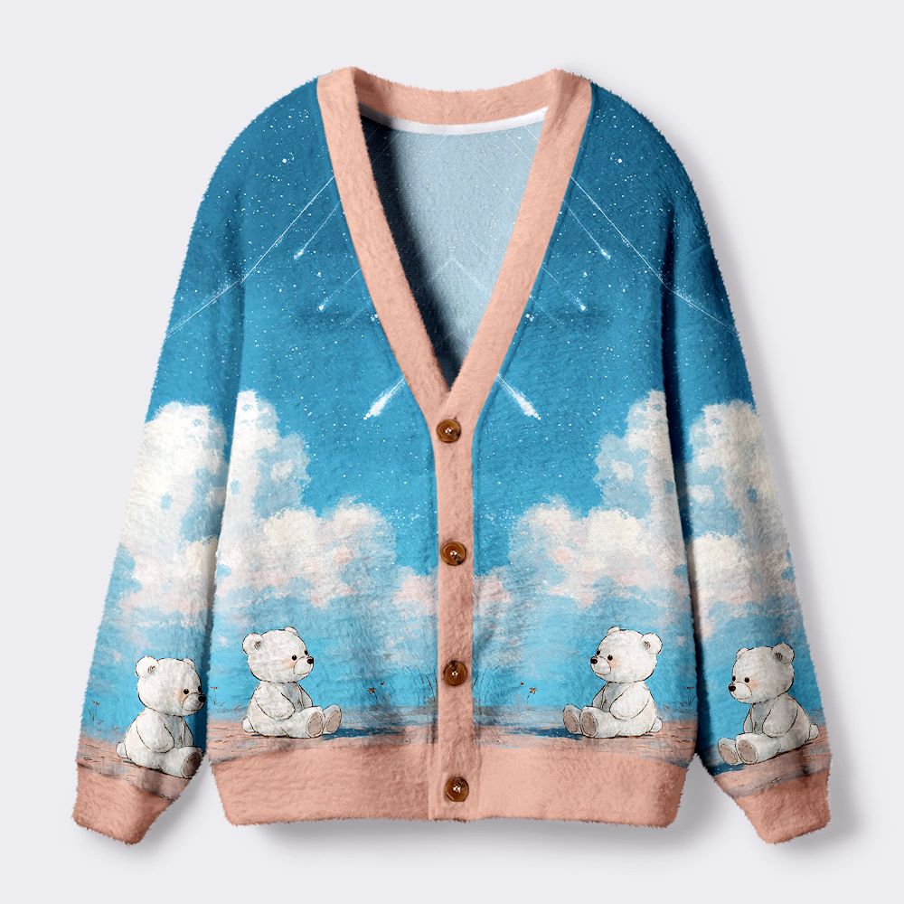Kyoto-Lion Wishing Under Falling Stars Ugly Cardigan Sweater
