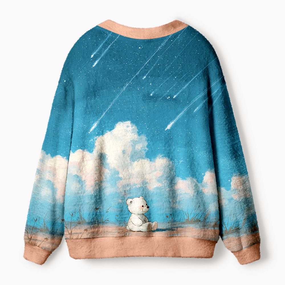 Kyoto-Lion Wishing Under Falling Stars Ugly Cardigan Sweater