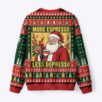 Kyoto-Lion Funny Santa Coffee Meme Fuzzy Christmas Ugly Sweatshirt