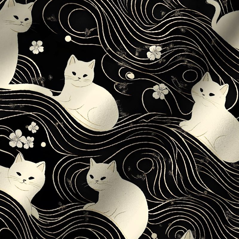 Retro Japanese Cat Button-Up Shirt for Vacation Gift