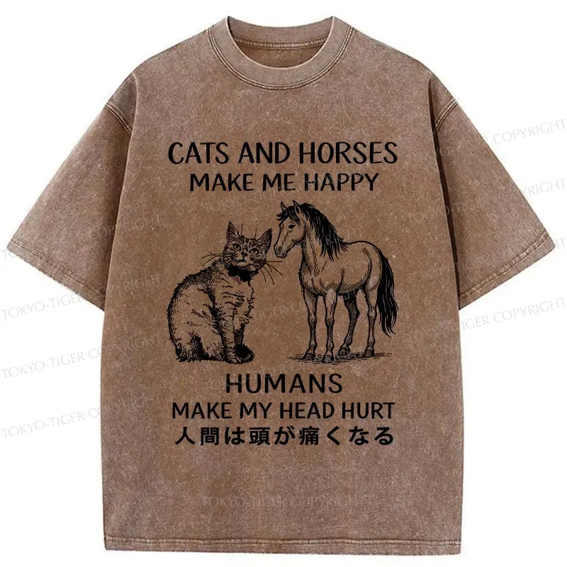 Kyoto-Lion Cat Horse Shirt for Streetwear