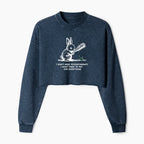 Funny Washed Crop Sweatshirt for Women