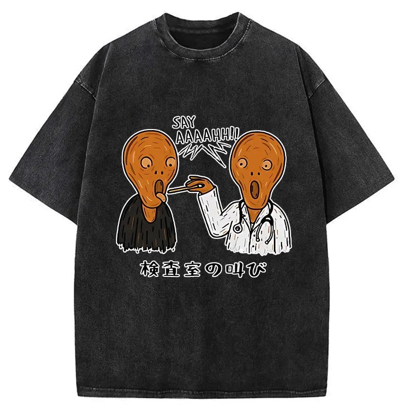 Kyoto-Lion Doctor Scream Washed T-Shirt