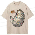 Kyoto-Lion Washed T-Shirt for Casual Daily Wear