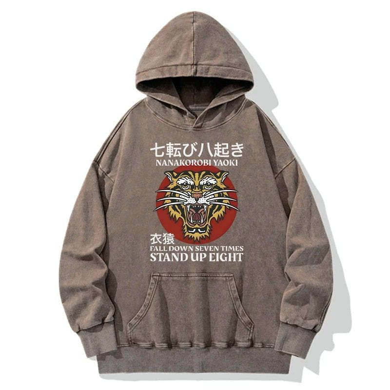 japanese retro tiger washed hoodie
