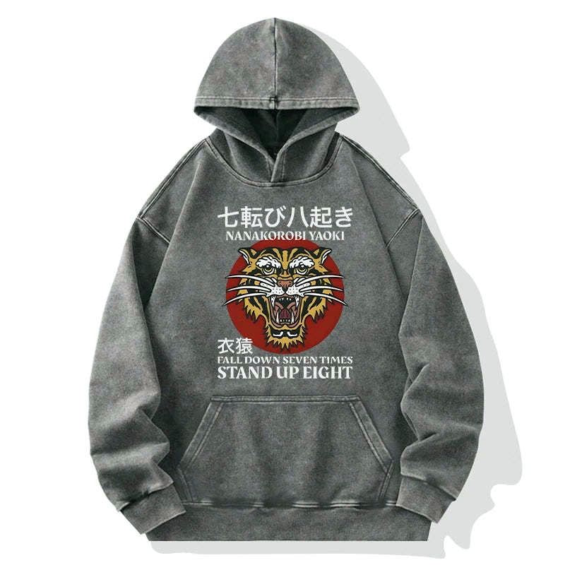 japanese retro tiger washed hoodie