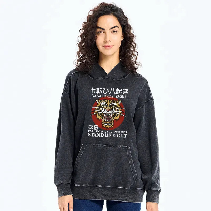 japanese retro tiger washed hoodie