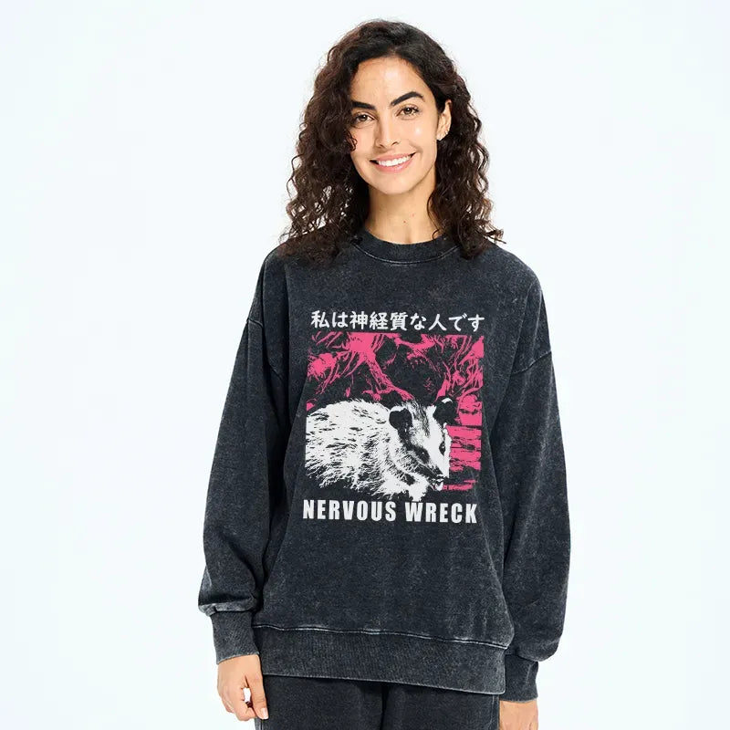 Japanese Washed Sweatshirt for Streetwear
