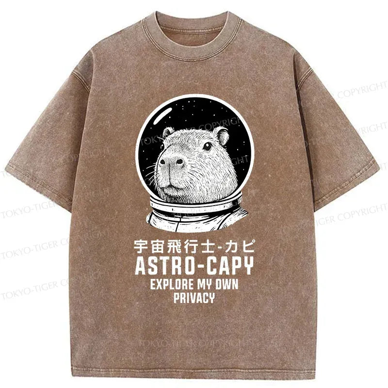 Kyoto-Lion Astronaut Capybara Washed T-Shirt
