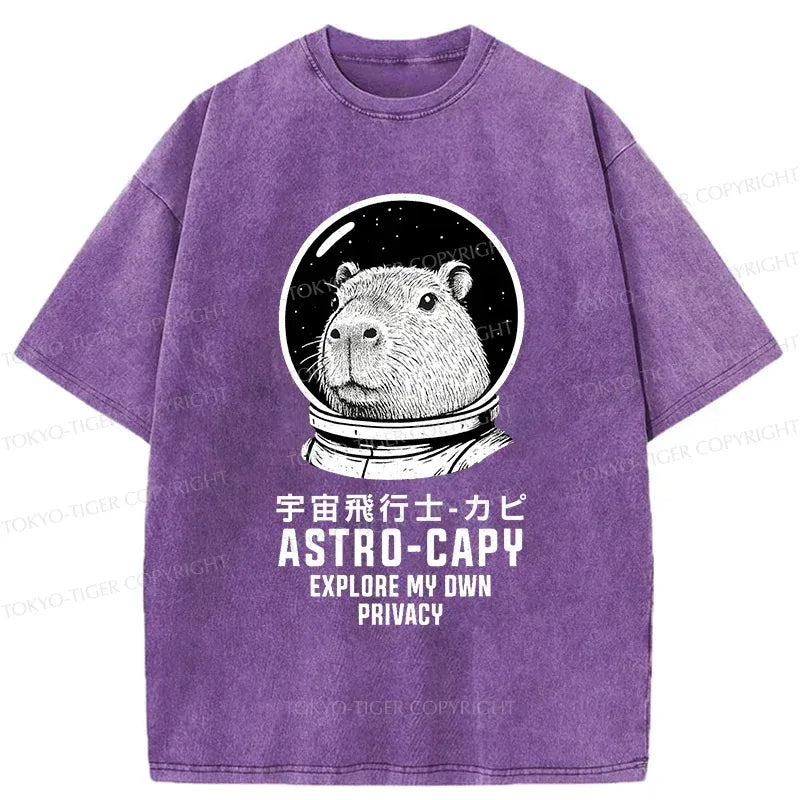 Kyoto-Lion Astronaut Capybara Washed T-Shirt