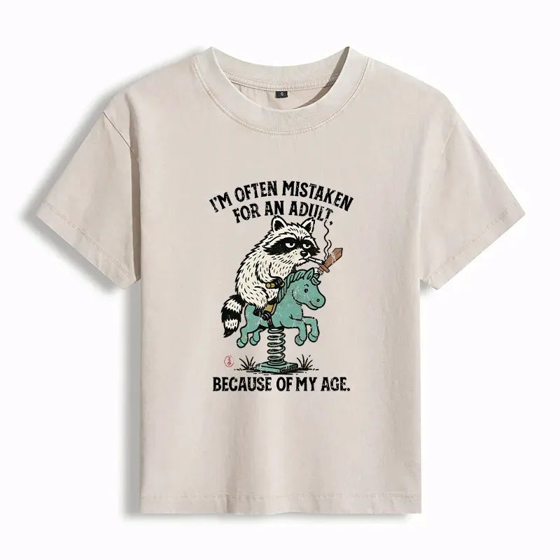 funny raccoon horse meme women's t-shirt