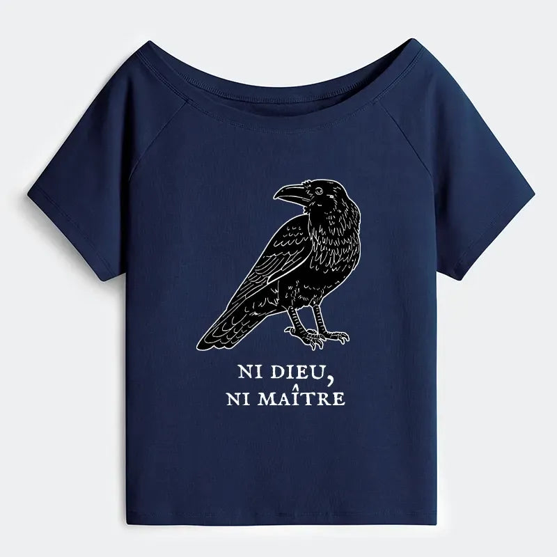 Japanese Crow Off Shoulder T-Shirt
