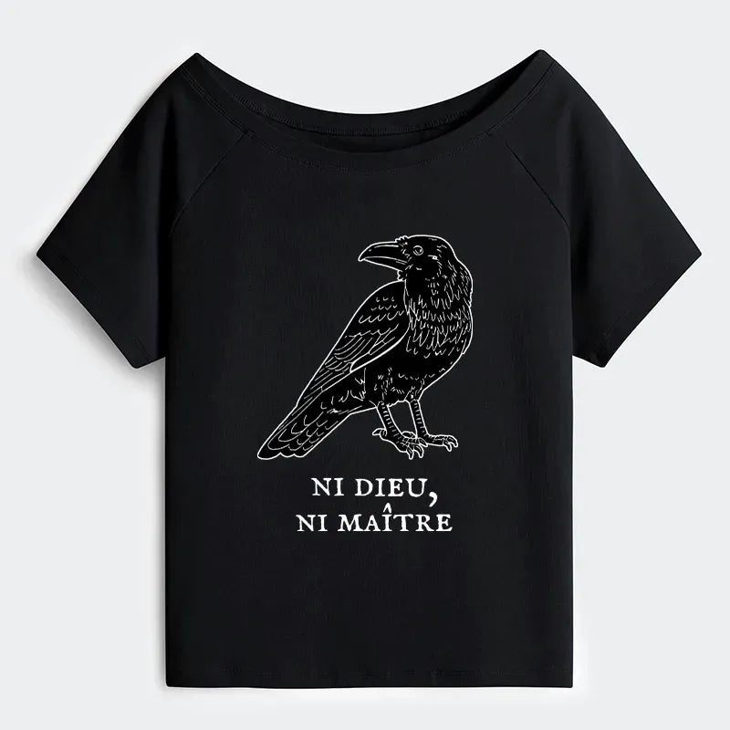 Kyoto-Lion Crow Have A Strong Sense Of Self Off Shoulder T-Shirt