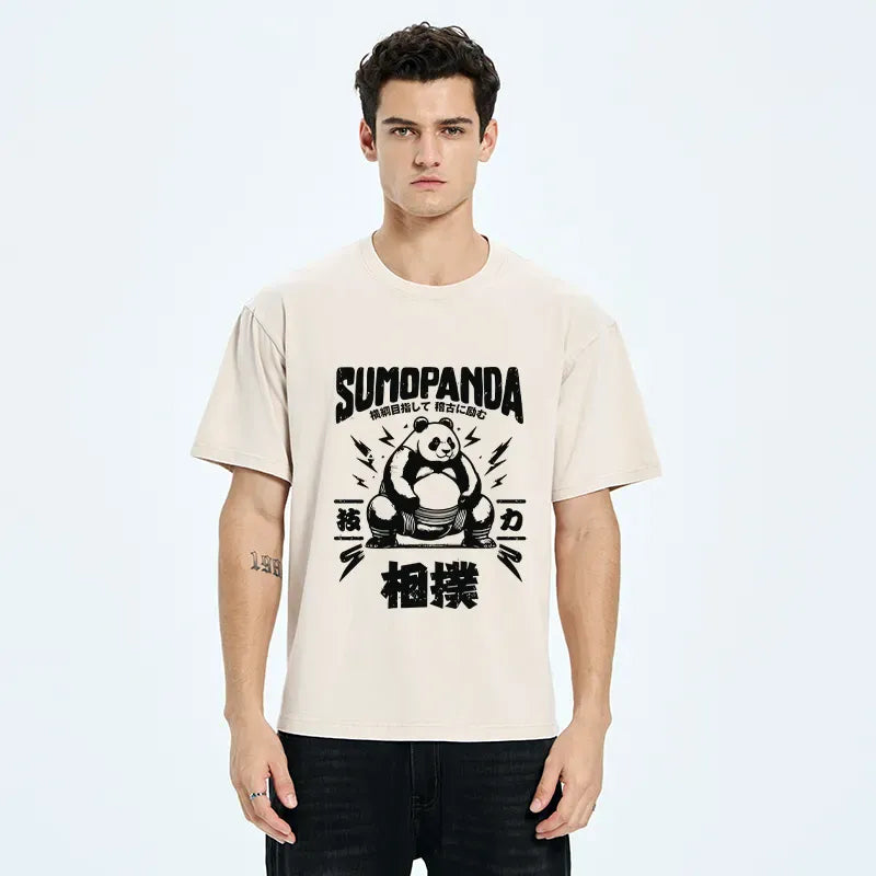 Kyoto-Lion Japanese Sumo Panda Washed T-Shirt